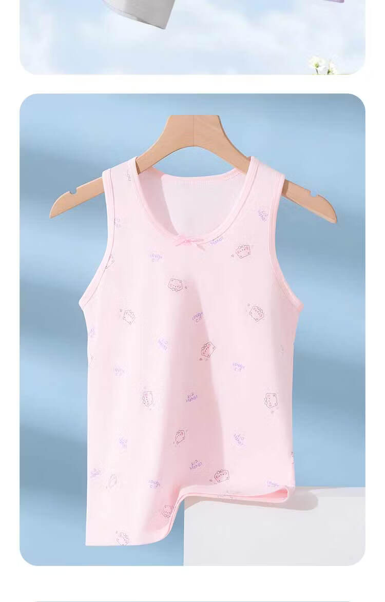 Urban Beauty Children's Vest Girls Summer Thin Cotton Underwear Vest Youth Girls Base Shirt Baby Camisole Two Pieces 13