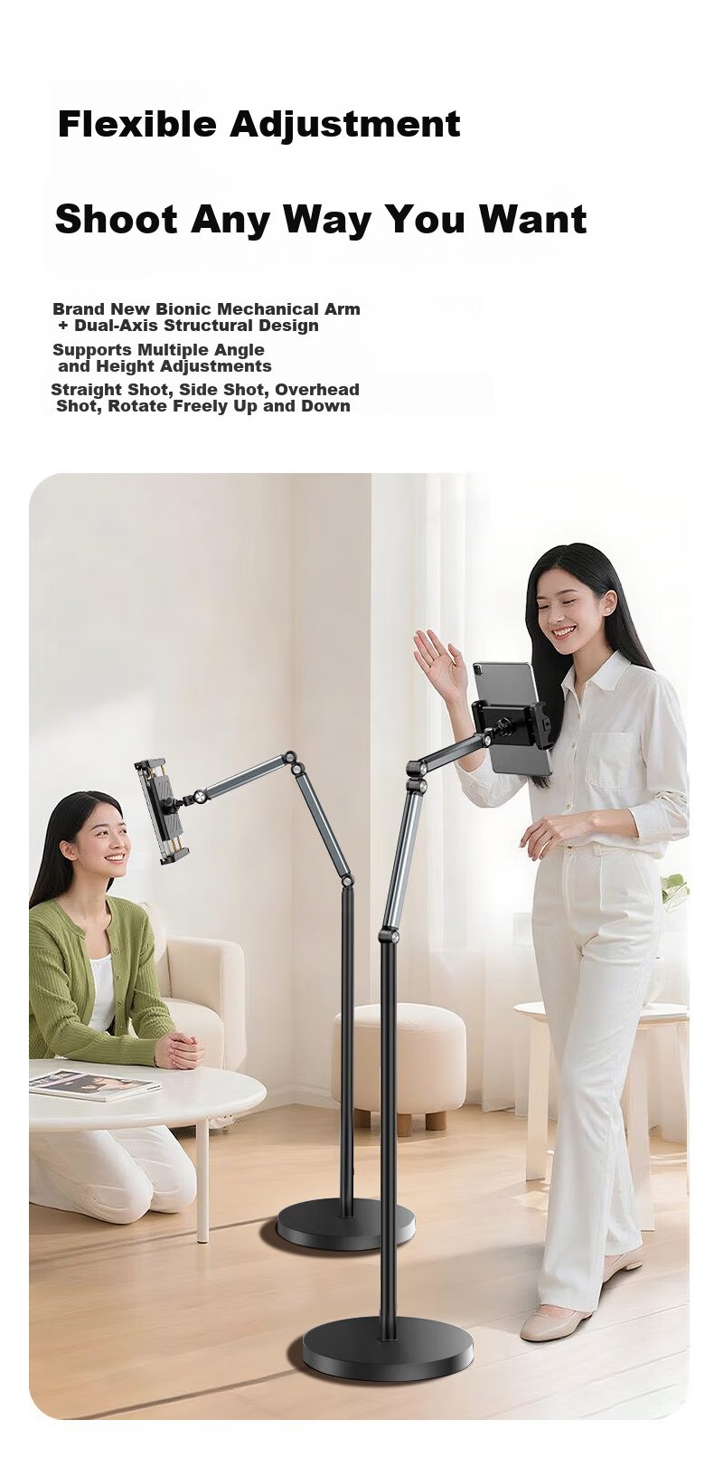 Kewo [Upgraded Thickened] Lazy Tablet Floor Stand Phone Holder Multifunctional Live Streaming Adjustable Telescopic Lazy Stand Bedside Video Watching Universal 8