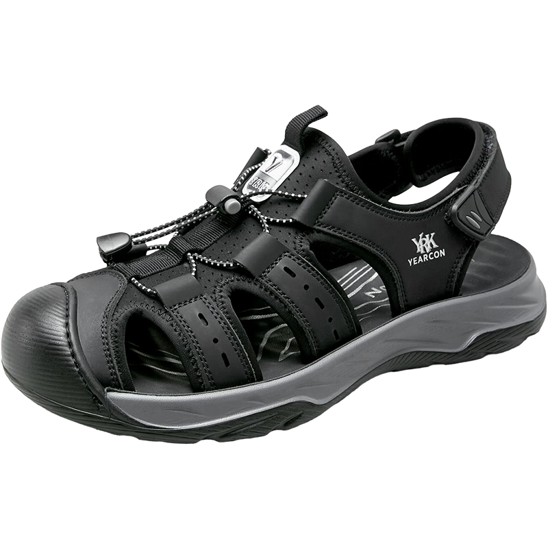 Yierkang Men's Sports Casual Open-Toe Sandals Beach Outdoor Water-Resistant Sandals 62121W Black Size 39