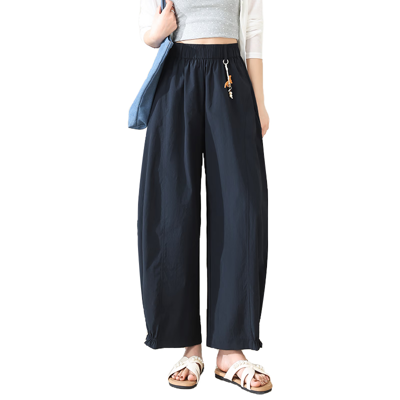 Langsha Flower Bud Wide-Leg Pants for Women 2026 New Summer Thin High-Waist Loose Lantern Pants Commuter Casual Balloon Trousers