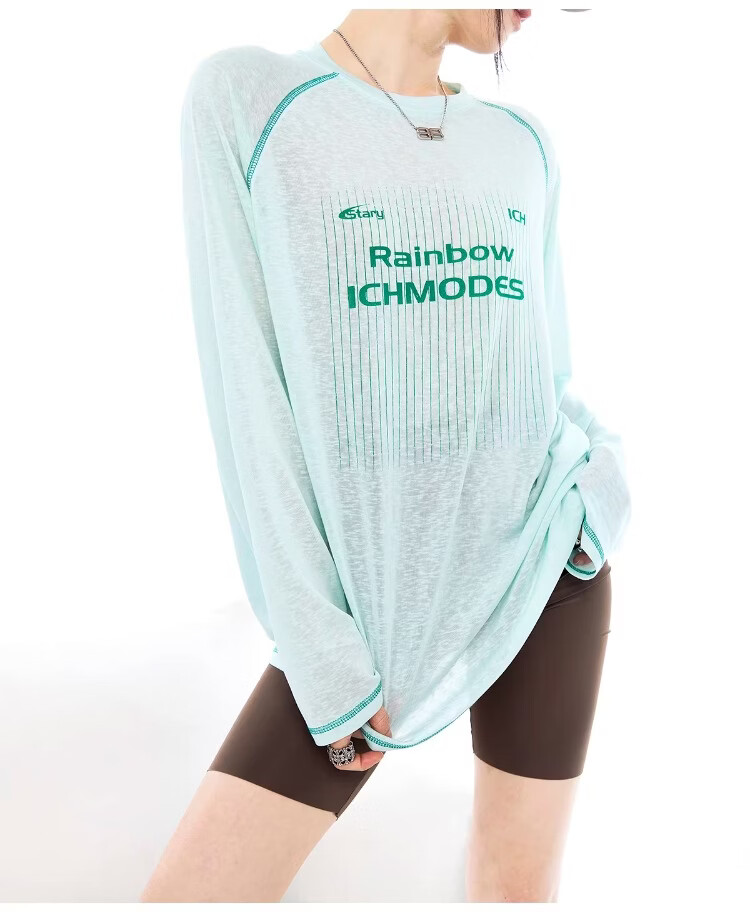 ICH MODE Lyocell Hassu Thread Long Sleeve T-Shirt Physical Sun Protection Cover-Up Women Summer Cooling Loose Top Pink M 24