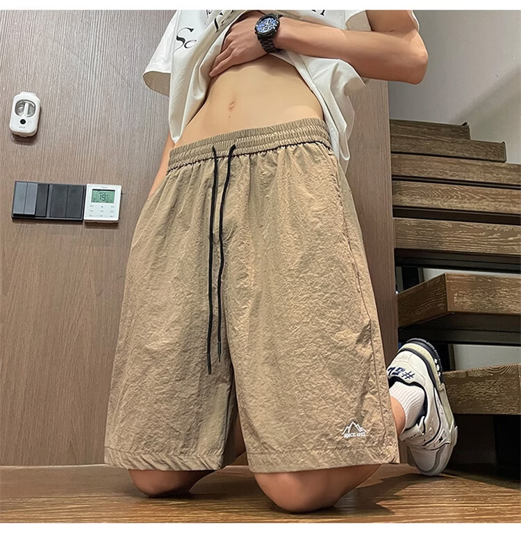 TUCANO Men's Summer Ice Cool Thin Loose Casual Embroidered Sports Shorts Black M 28
