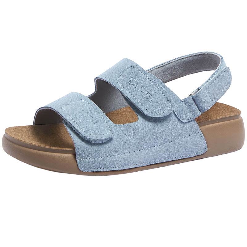 CAMEL Birkenstock Women's Cool Beach Sandals Suede Velcro Sandals L26M504021 Blue 37