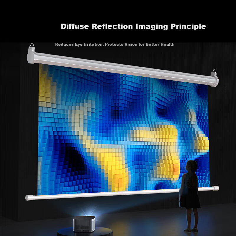 KUAIDUOXIAOWU Factory Custom HD 72-inch 4:3 Electric Remote Control Projection Screen Anti-Light Screen for Projector Conference Office Compatible with XGIMI, JmGO, Dangbei, Xiaomi