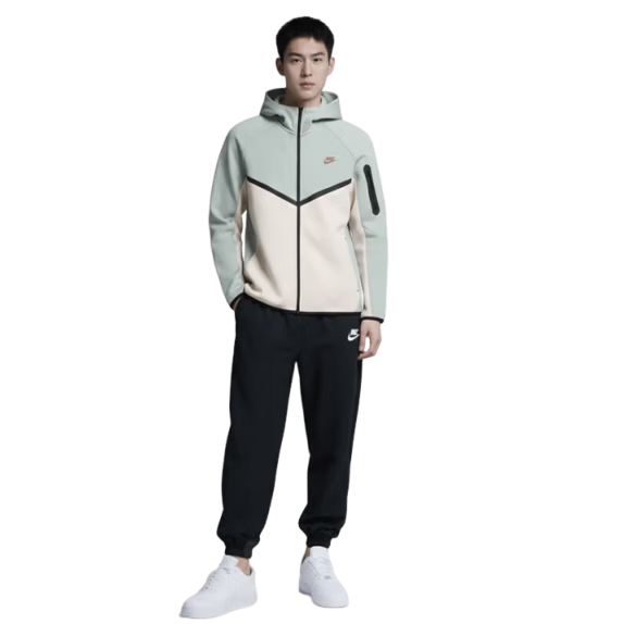 NIKE Men's Knitted Hooded Jacket, Trendy And Fashionable, Versatile Style HV0950-020 White And Green M