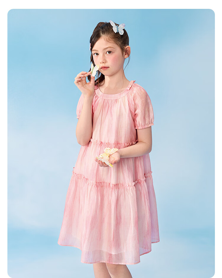 Balabala Kids Dress Girls' Dress 2026 Summer New Big Kids Puff Sleeve Princess A-line Sweet Dress 22