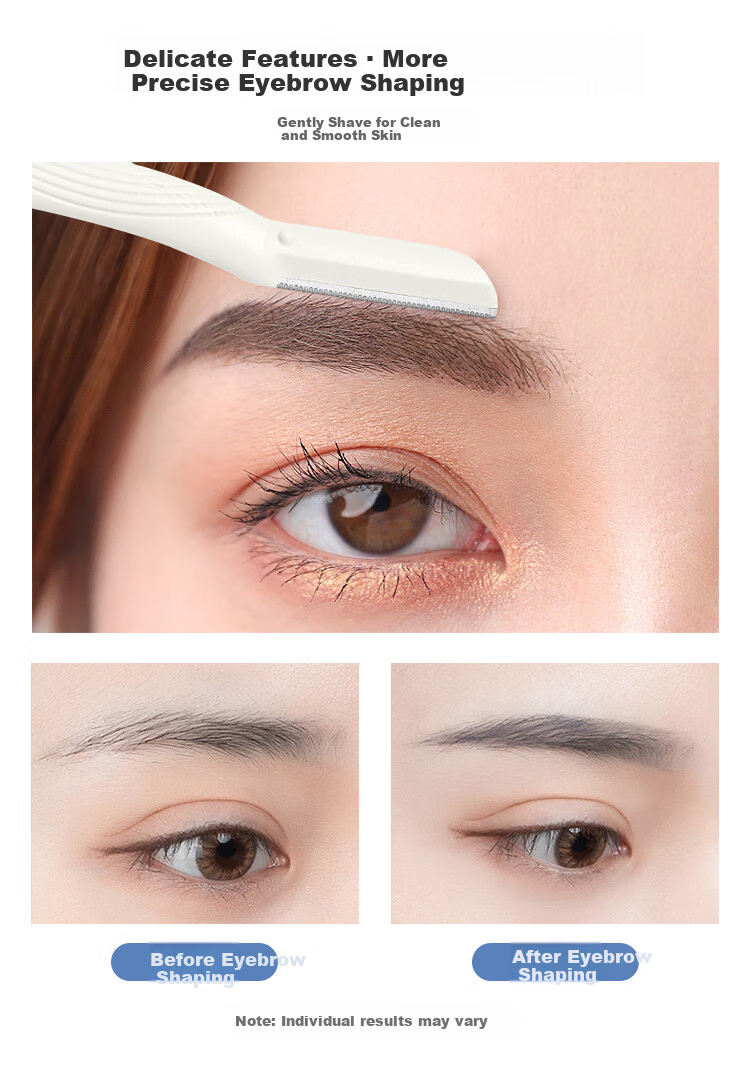 UPLUS Eyebrow Razor with Imported Stainless Steel Blades, 4 Pieces, White + Pink 3