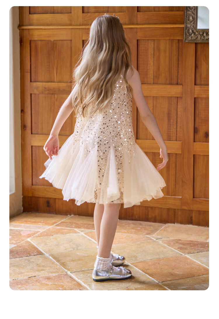 Disney Girls' Dress Children's Birthday Princess Tulle Dress Party Dress 2026 Summer New Girls' Sleeveless Dress 8