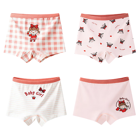 Bejirong 4-Pack Children's Underwear Girls Developmental Pure Cotton Antibacterial Boxer Shorts for Kids Age 10A Baby and Older Children