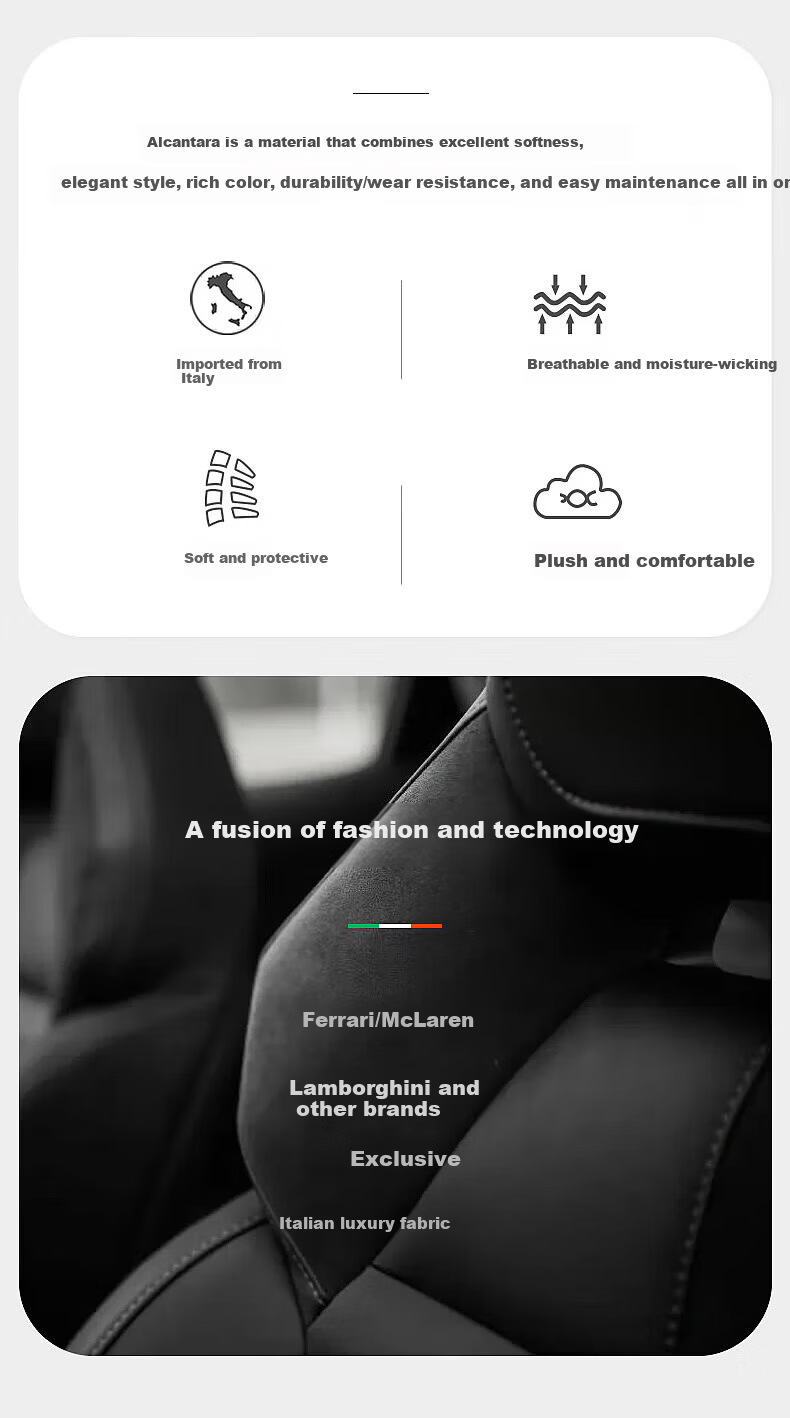 BIMLL Alcantara Car Headrest, Neck Pillow, Lumbar Support, In-Car Cushion, Neck Protector, for Mercedes-Benz S-Class And Maybach, Universal Fit 4