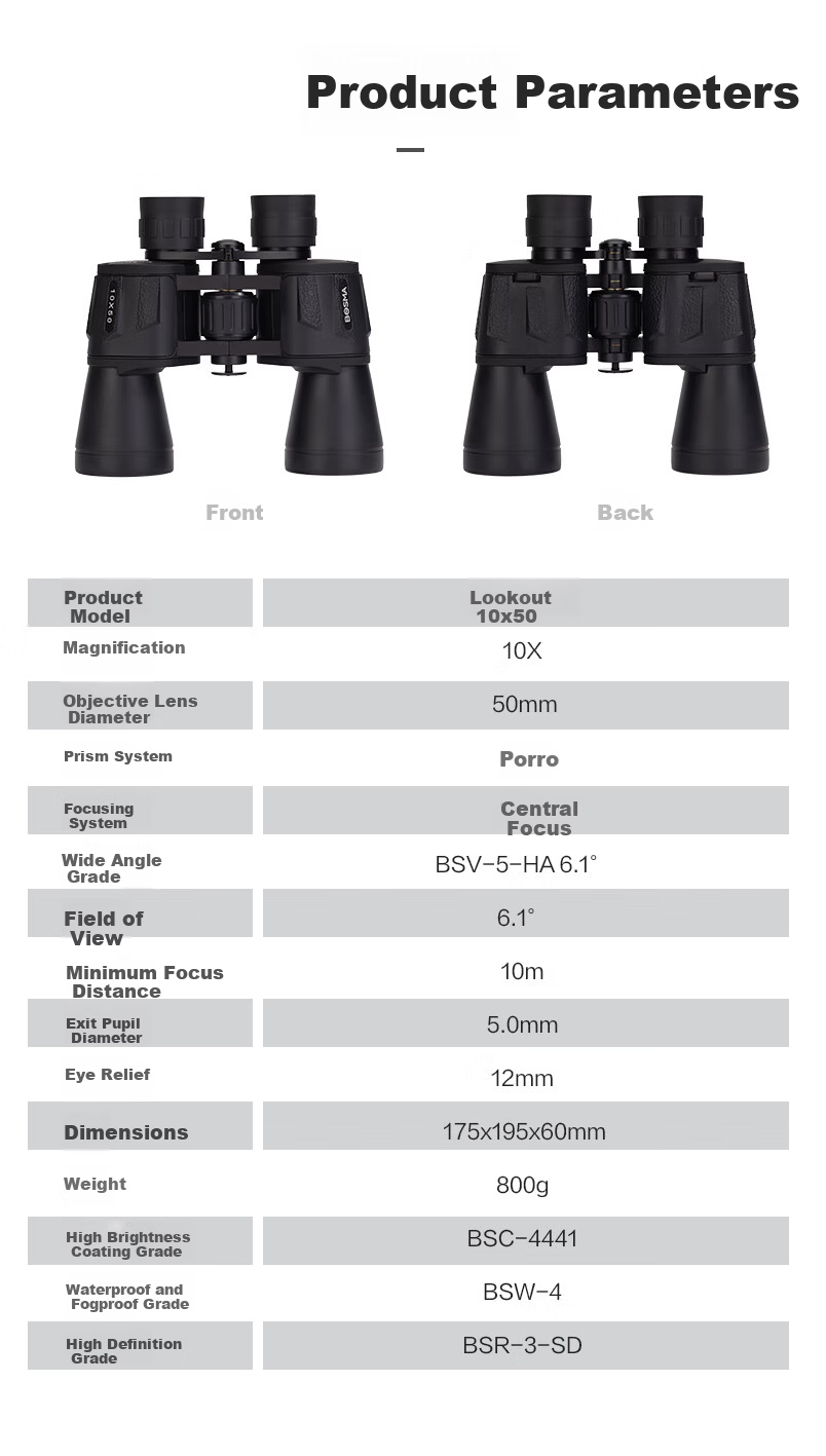 BOSMA 10X50 High-Power HD Binoculars Portable Low-Light Night Vision Concert Viewing Telescope 13