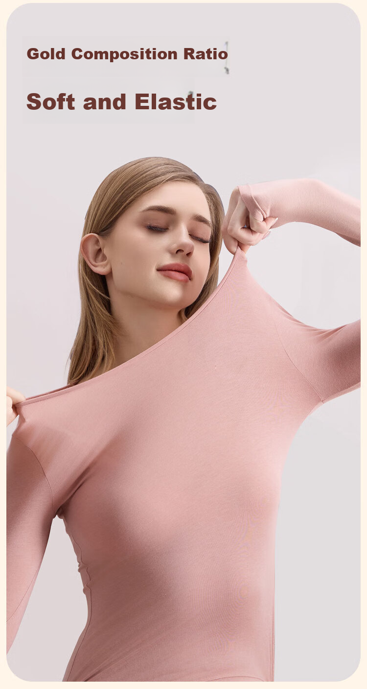 COVER ORANGE Women's Thermal Underwear Modal 7A Antibacterial High Elastic Slim Fit Skin-Friendly Seamless Base Layer Set 10