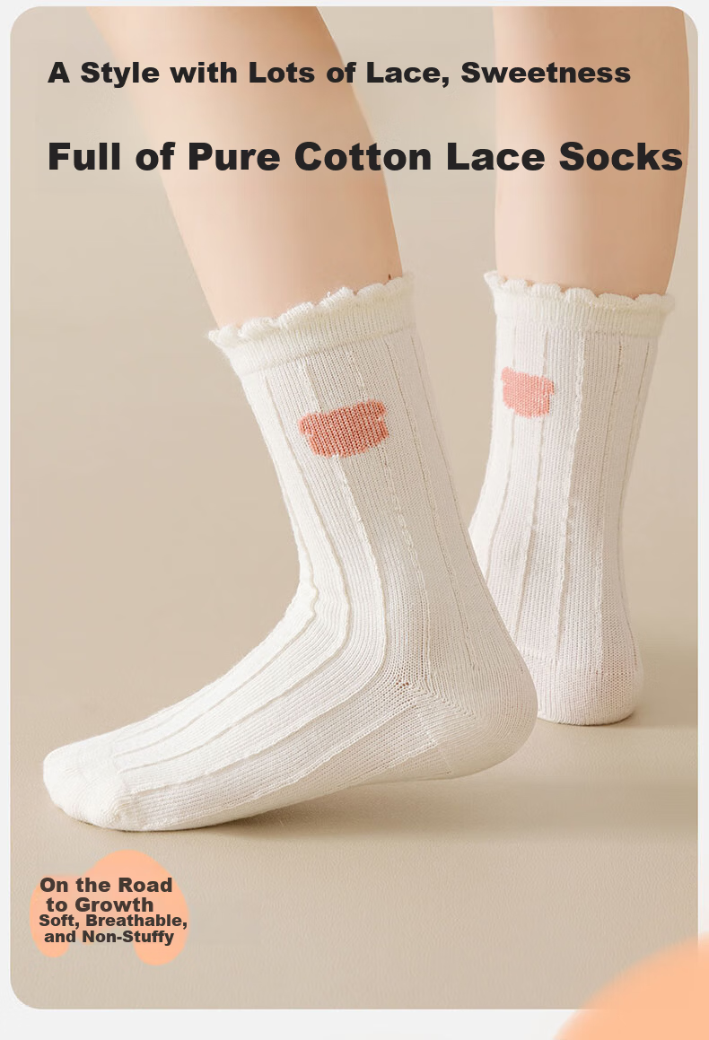 Mianqixiong Children's Socks Girls Autumn Cotton White Long Tube Cotton Socks Class A Spring and Autumn Thin Children's Socks-C65-1-3 1