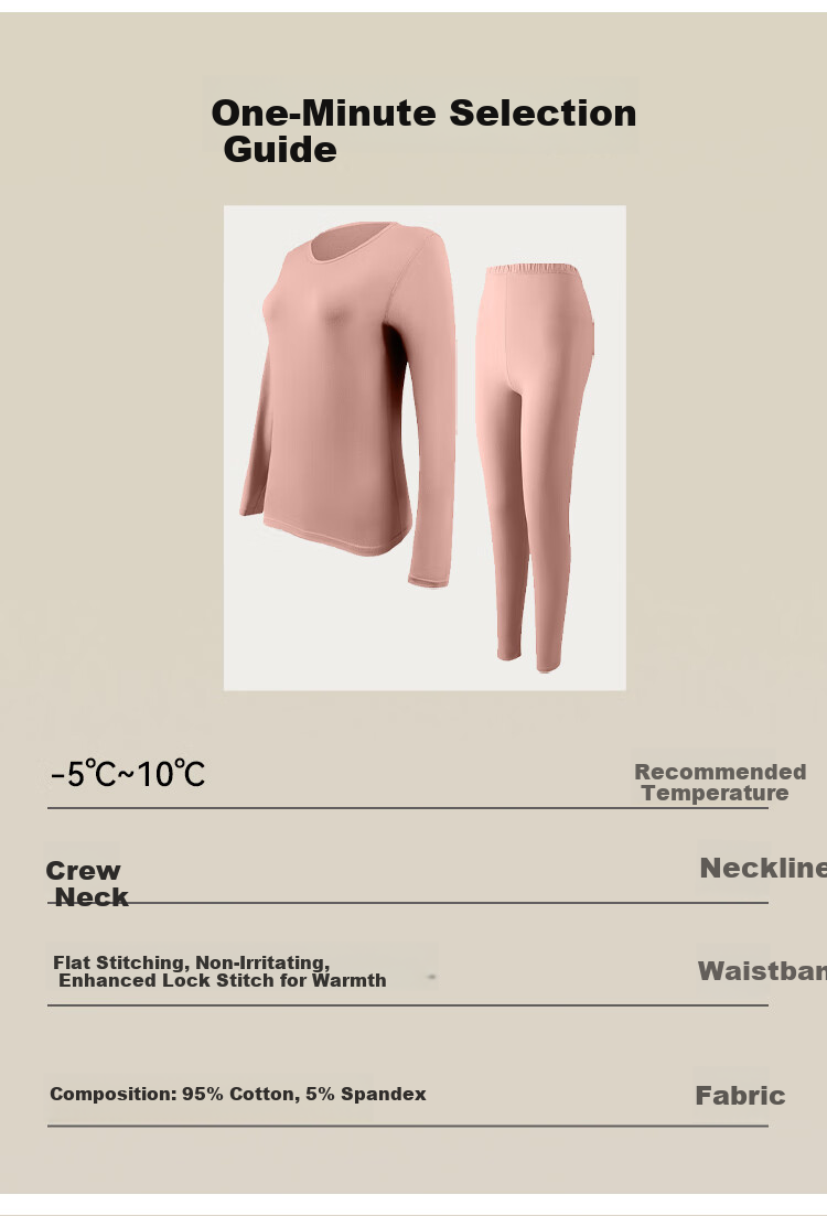 GUJIN Women's Thermal Underwear Set Autumn Winter Cotton Heat Retaining Thick Slim Fit Base Layer Top and Bottom 16