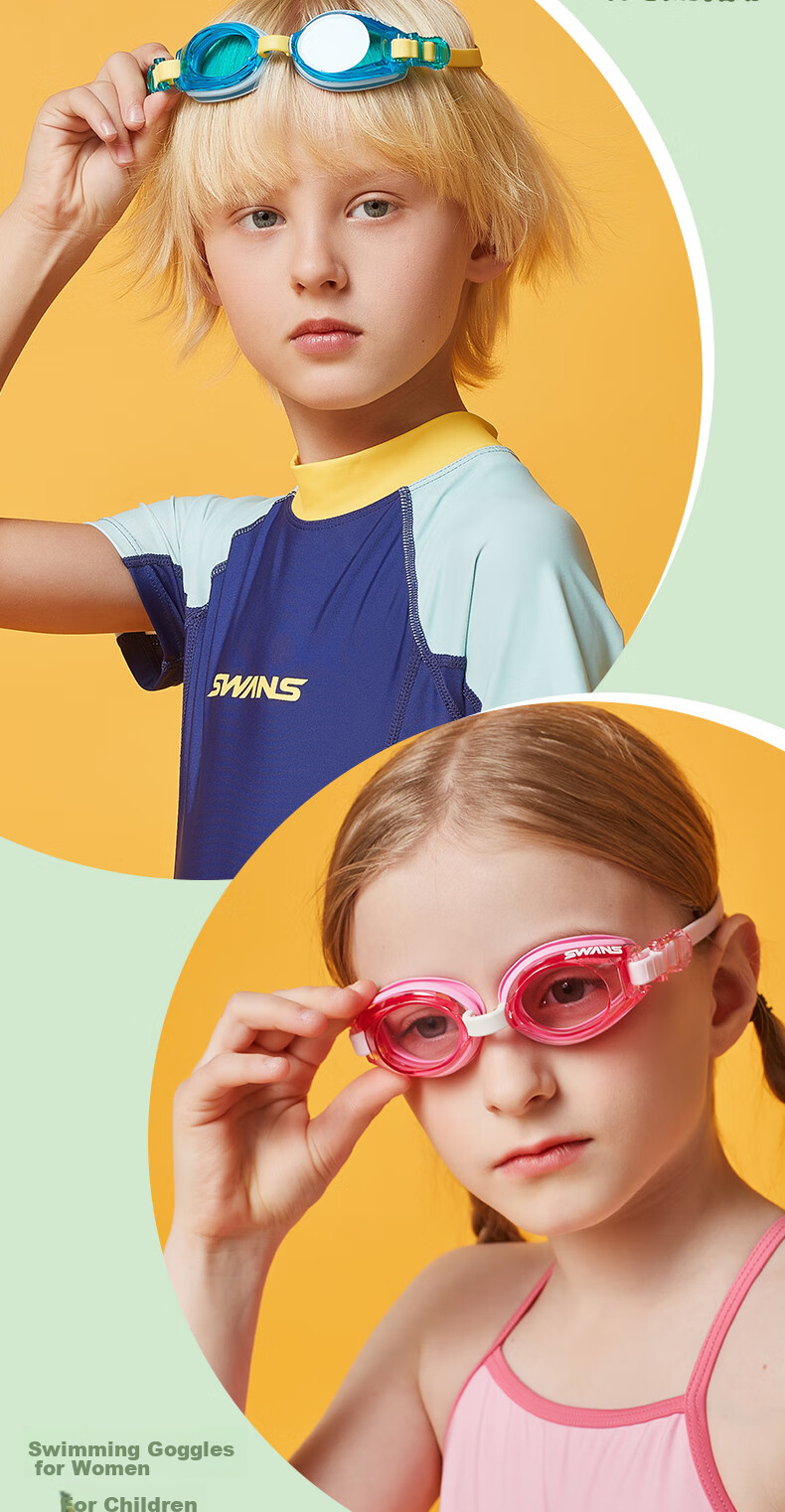 SWANS Children's Swimming Goggles, Imported from Japan, Waterproof Anti-Fog High Definition Swimming Glasses for Boys And Girls, Big Kids Diving Goggles SJ9 Deep Blue 3