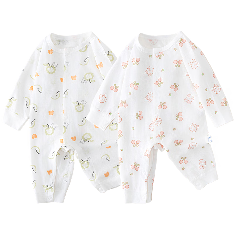 Shubeiyi 2-Pack Baby Clothes Newborn Romper Full Moon Baby First Year Thin Cotton Jumpsuit Rabbit Bear Size 66