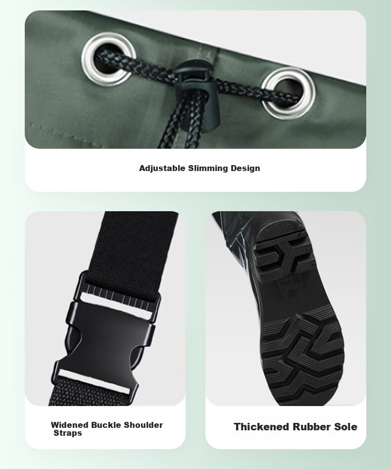 BOLOLANZHI Thickened Waterproof Overalls Rain Pants Water Shoes Full-body Waterproof Bib Pants Half-body Waders Customizable 16
