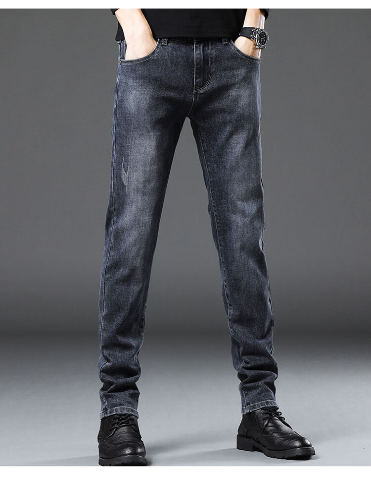 JEEP SPIRIT Men's Jeans Autumn Korean Style Trendy Straight Slim Fit Pants Blue Gray 31 11