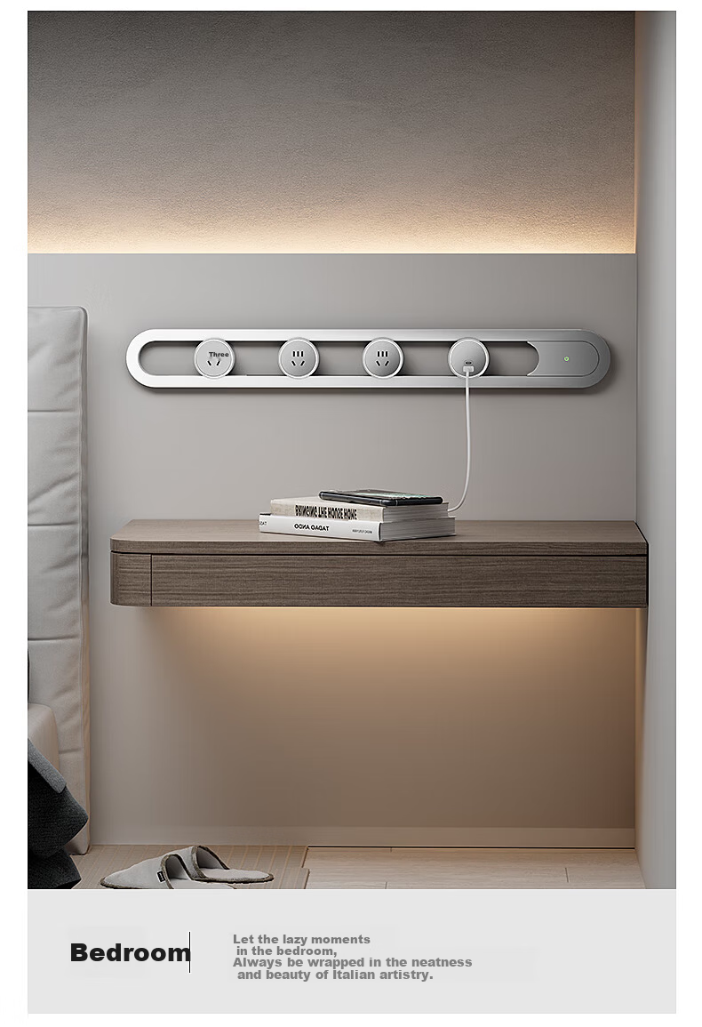 International Electric Smart Track Socket One-Key Intelligent Control Overload Protection Movable Surface-Mounted Rail High-End Kitchen Art Socket No-Drill Magnetic Power Rail Socket 50+3 Egyptian Sil 15