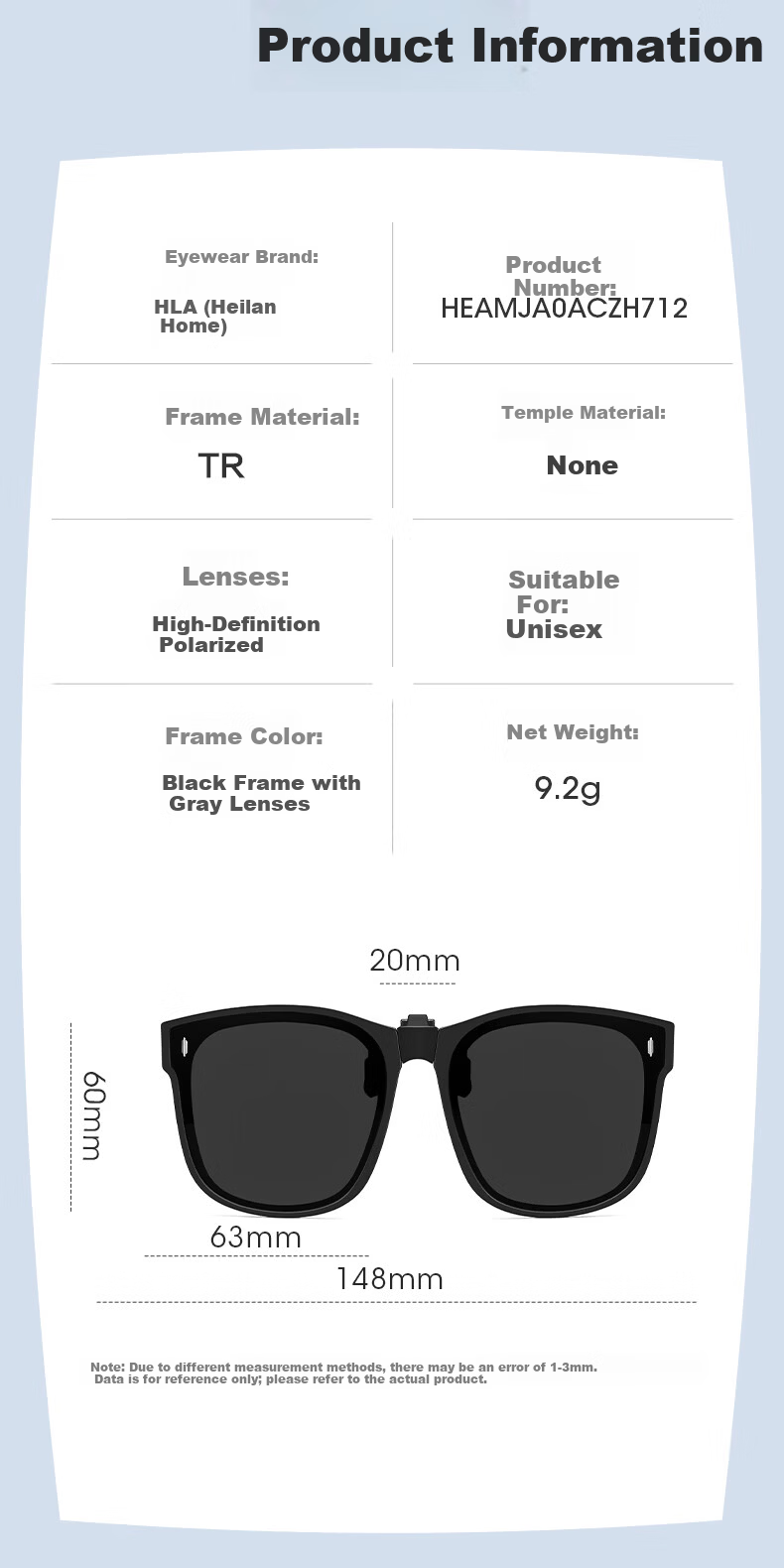 HLA Polarized Folding Clip-On Sunglasses for Driving Unisex Black Frame Gray Lenses 10