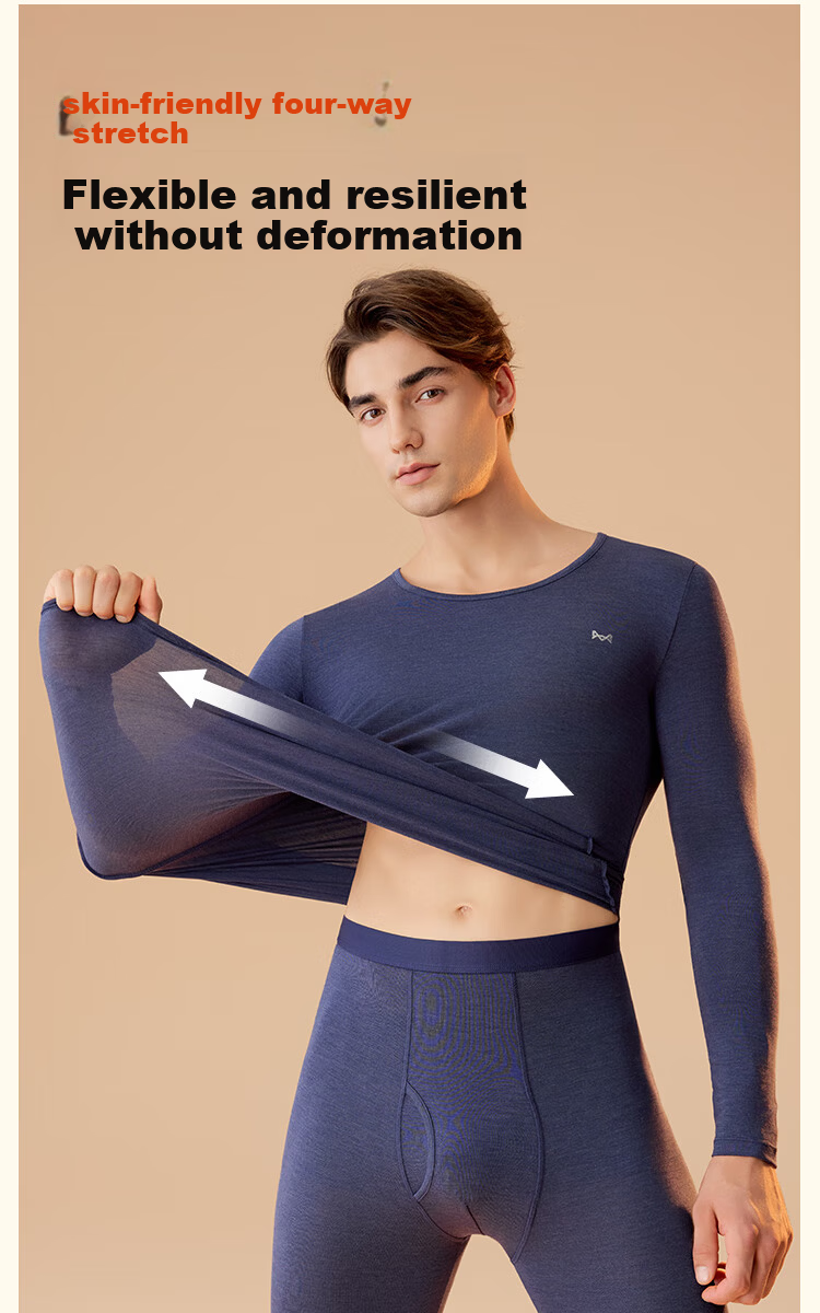 MiiOW Men's Thermal Underwear Set Autumn Winter Antibacterial Warm Base Layer Pants 7A 7