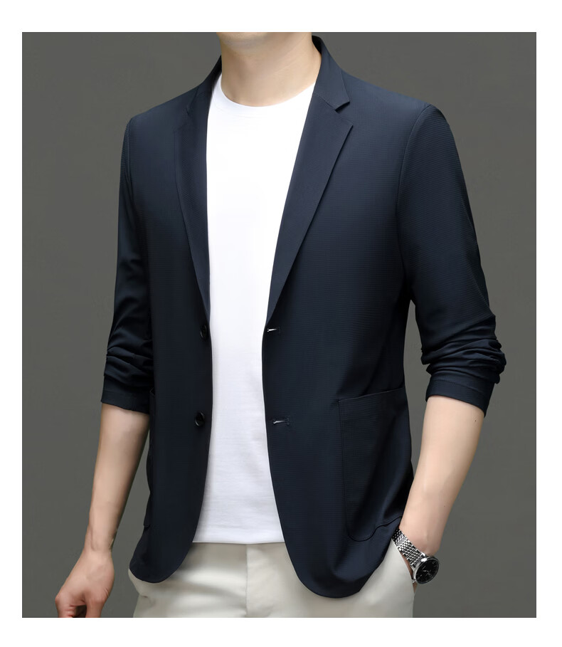Pierre Cardin Father's Day Gift Sun Protection Suit Men's Ice Silk Seamless UV-Resistant High-End Business Blazer Gray-Green M 18