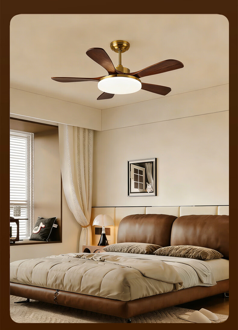 ASUS Lighting American Cree LED Fan Light French Vintage Style Living Room Dining Room Direct Blade Ceiling Fan Light Silent 28