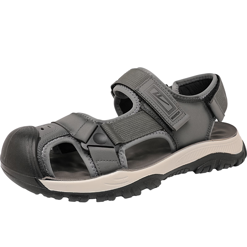 Warrior Men's Summer Closed-Toe Sandals Breathable Beach Shoes Versatile Men's Footwear WSL(WZ)-1766 Gray Size 42