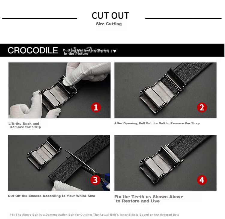 CROCODILE Men's Automatic Buckle Alloy Belt Buckle with Slot for Strap K36D129 5