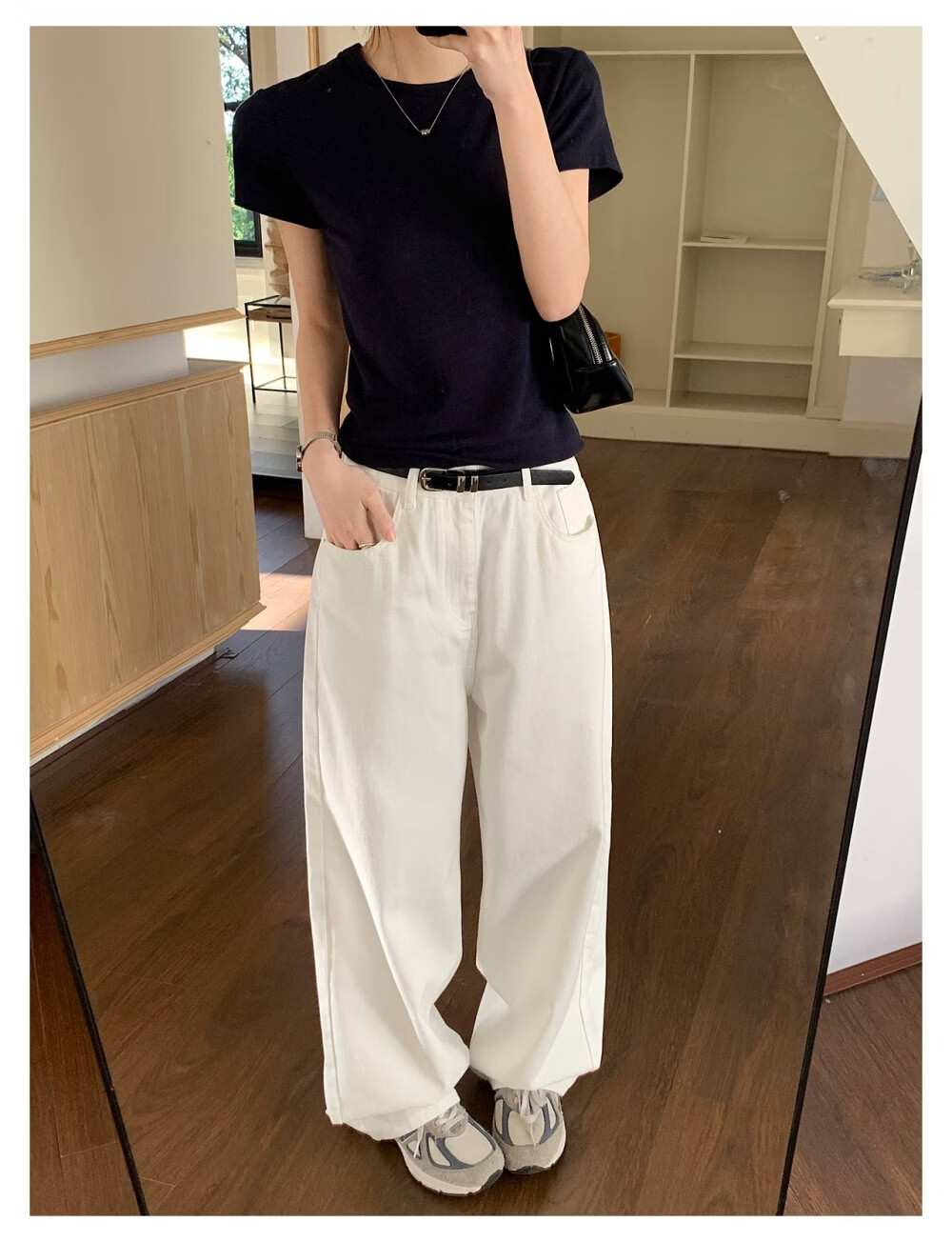 ICH MODE "Versatile Favorite" Loose Slimming Lazy Casual Straight-Leg Jeans Women's Wide-Leg Pants Light Blue S 10