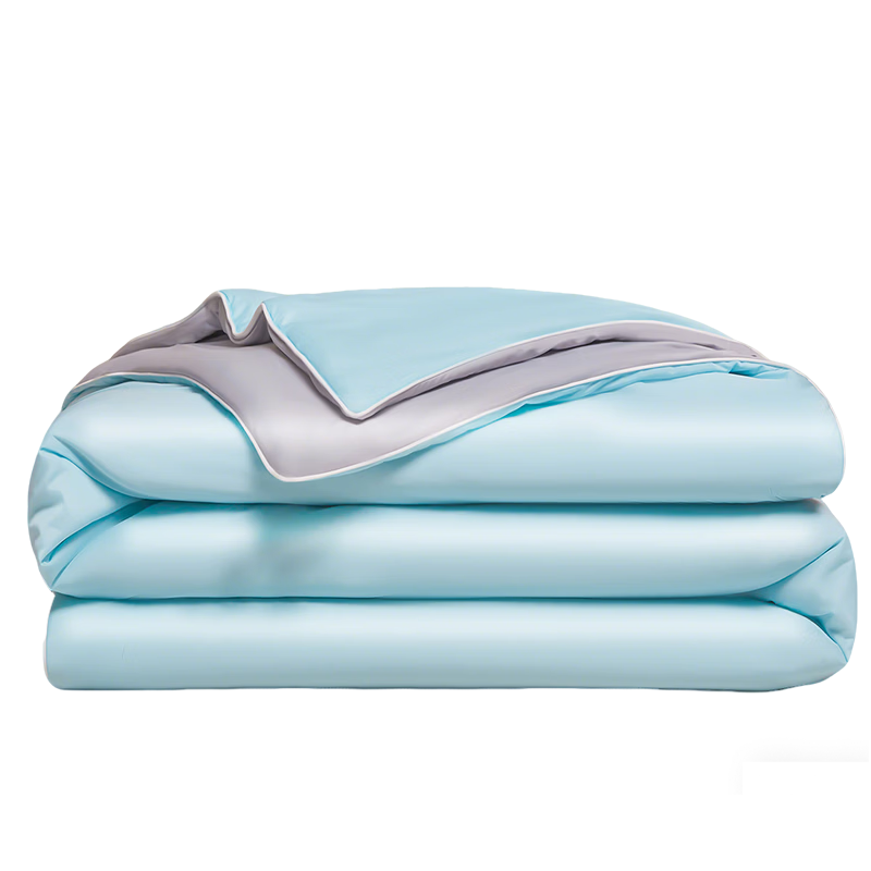Grace Class A Antibacterial Summer Cool Quilt, Single/double Person Summer Air Conditioning Cooling Silk Quilt, 150*200cm Misty Blue + Mountain Gray