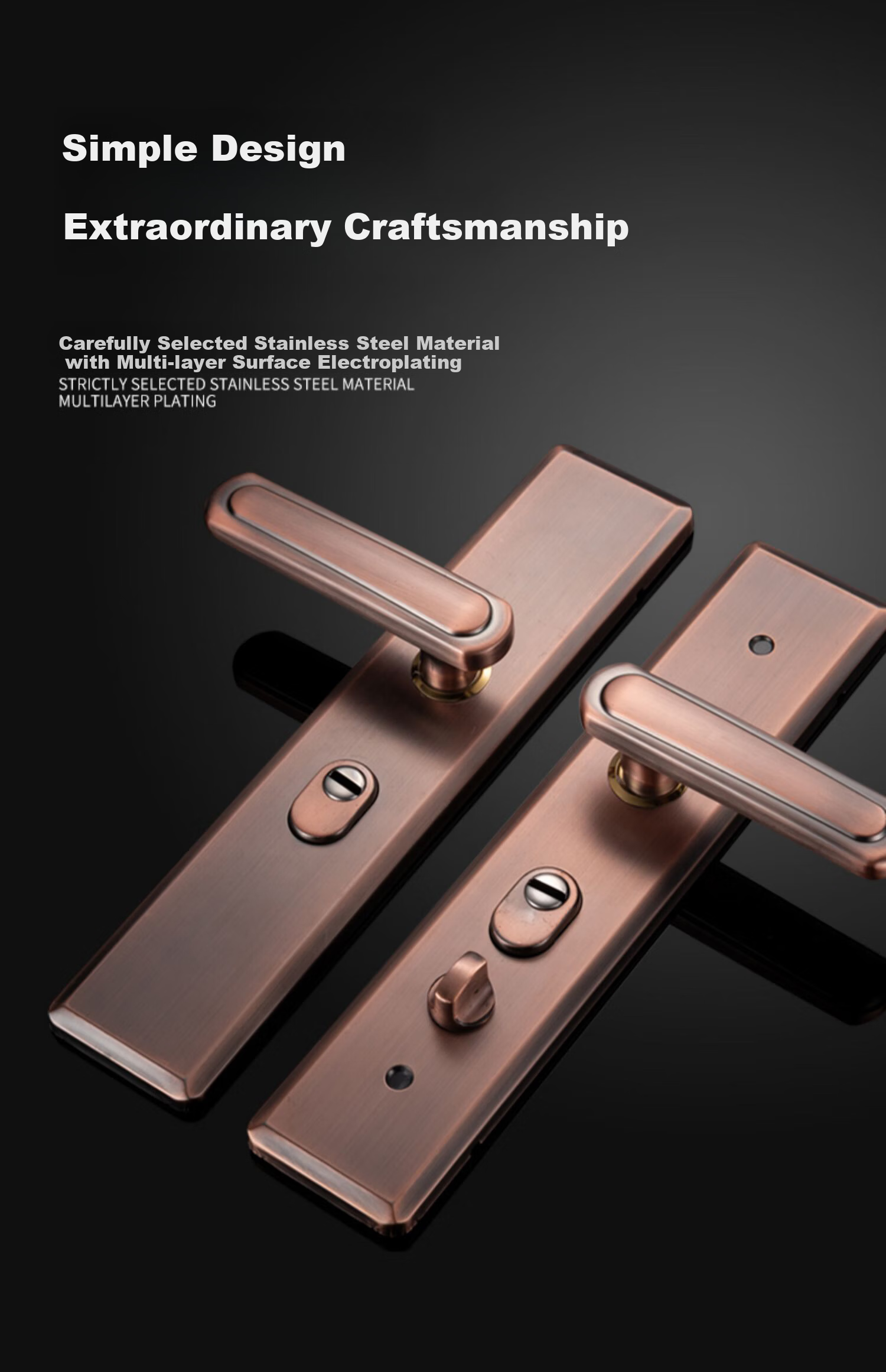 Chugong Door Handle Anti-theft Door Lock Pull Handle Pry-resistant Entry Door Lock Handle Red Bronze (Excluding Lock Body and Cylinder) 1
