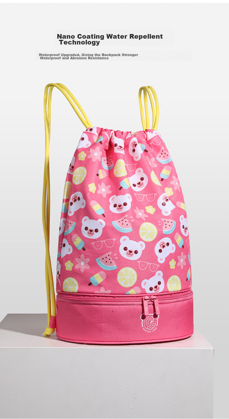 WATERTIME / Shuichuan Children's Swim Bag, Portable Backpack Storage for Swimming Gear, Separate Shoe Compartment, Snorkeling Bear Desig 4