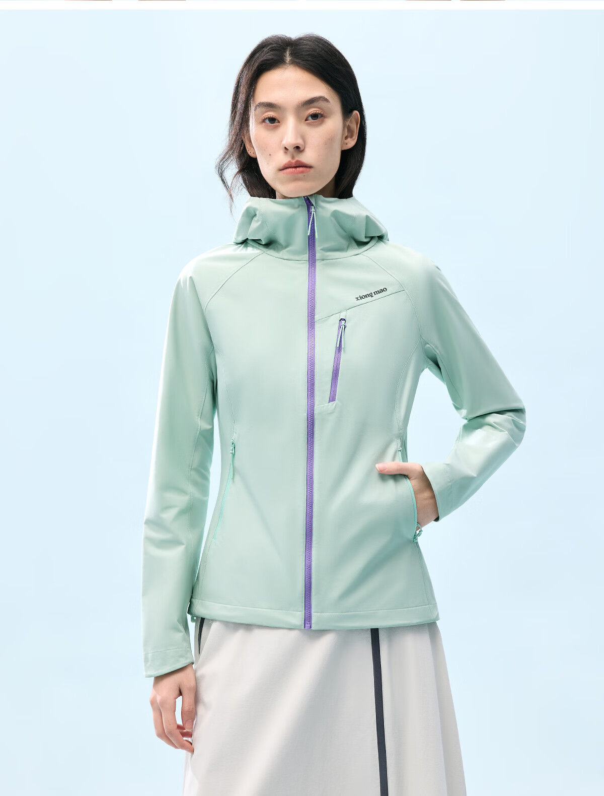Xiongmao Liu Yifei Same Style [Wanye Soft] Hooded Soft Shell Jacket, Water-Repellent, Windproof, Slim-Fit Coat for Women 1176 33