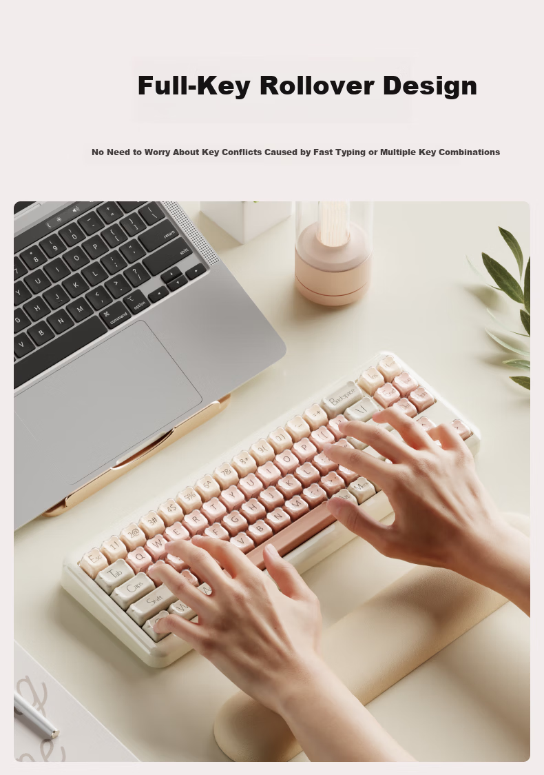 EWEADN M71 Black Tube Lip Gloss Wireless Mechanical Keyboard Wired Bluetooth Tri-mode MUSE Goddess Custom Mahjong Soundproof 71-Key Office Gaming Esports PC Tablet 4