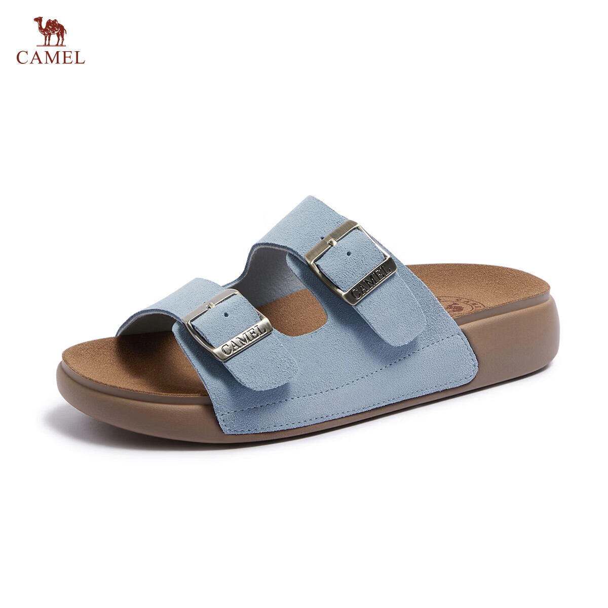 CAMEL Birkenstock Style Women's Casual Versatile Outdoor Slide Sandals L26M504022A Silver (Leather) Size 35