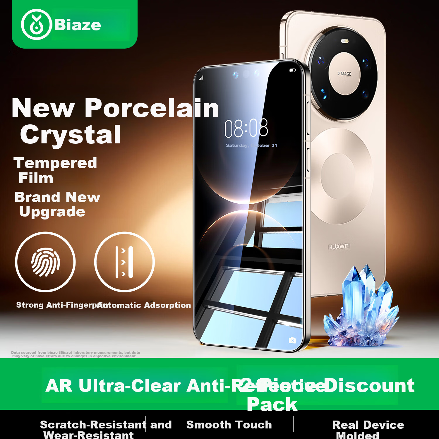 BIAZE [Triple Strength 2 Pieces] Tempered Glass Screen Protector for Huawei Mate80 Pro Max/RS Extraordinary Master/Wind Speed Edition, HD Anti-Fingerprint and Drop Resistant JM1068
