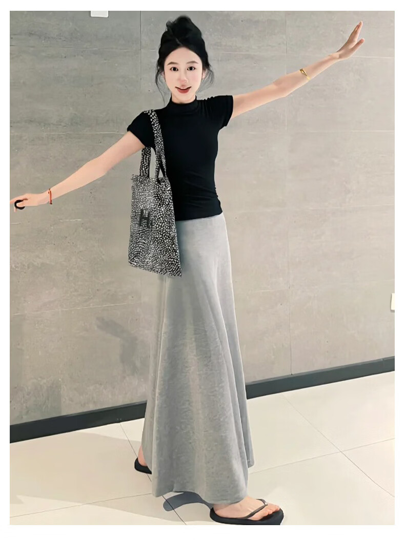 Langsha Women's Summer New Elastic High-Waist Elegant Long Mermaid Skirt Slim Fit A-Line Pencil Skirt 15