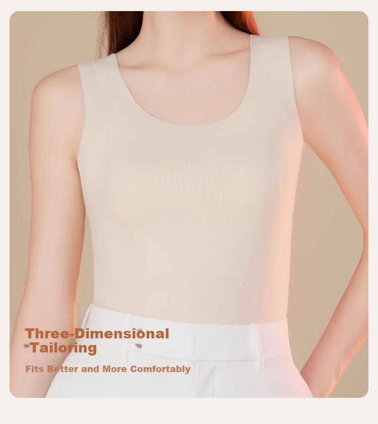 Ordifen Women's Thermal Vest Wool Silk Patch Antibacterial Mite-Resistant Seamless Fleece Thickened Autumn Winter Base Layer Underwear 9