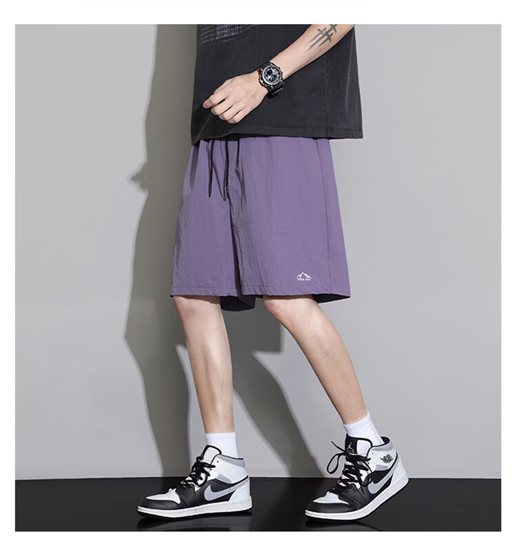 GLM Men's Summer Thin Ice Silk Casual Shorts Loose Sports Beach Mid-Length Pants 25
