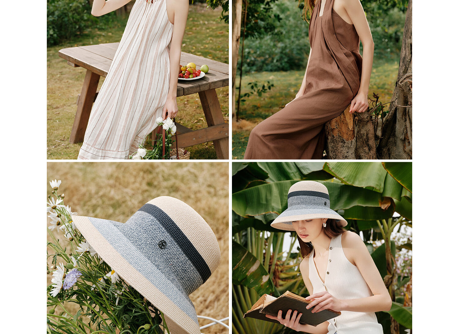 FANCET Women's Summer Straw Hat French Elegant Color-Block Wide Brim Sun Hat UV Protection Vacation Beach Hat 9