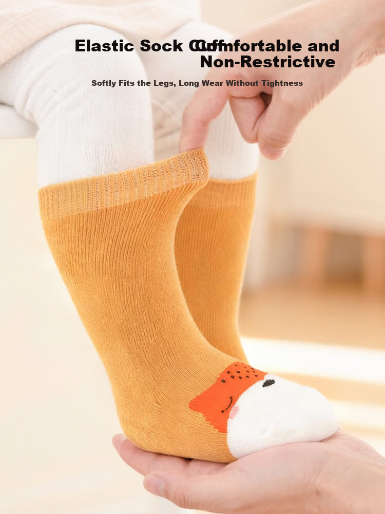 9i9 Baby Socks Spring and Autumn Thickened Terry Mid-Calf Floor Socks Warm Socks 3 Pairs 0-1 Years A172 4