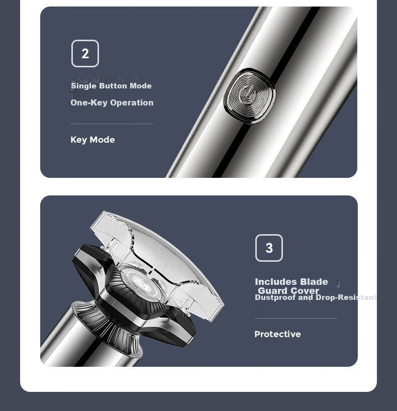 Qiman Electric Shaver for Men Rotary Beard Trimmer Waterproof Rechargeable Portable with 3 Replacement Blades Gift for Father Husband Birthday Valentine's Day 17
