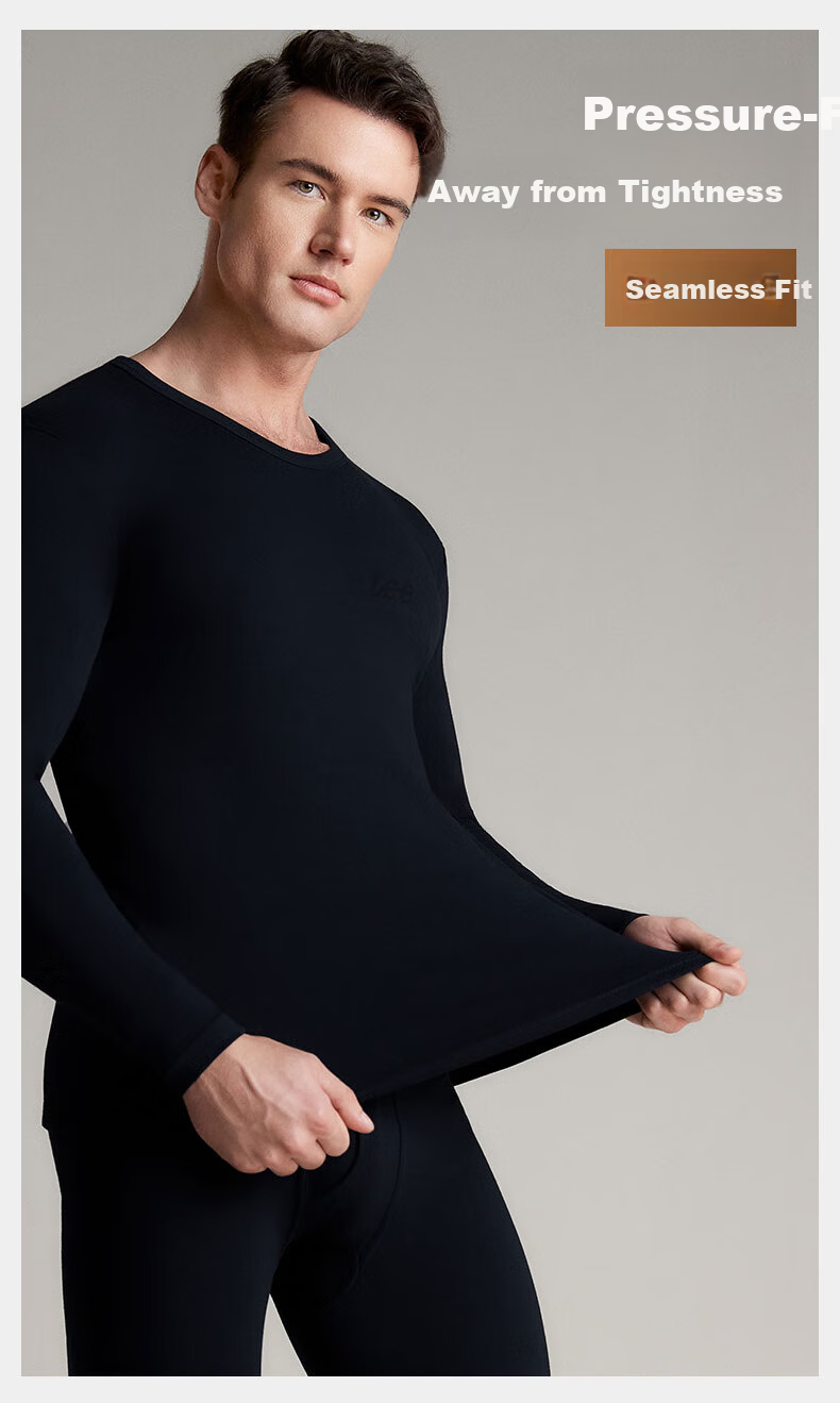 Lee Men's New Warm Set Pure Cotton Autumn Winter Thermal Underwear Windproof Base Layer Soft Heat-Retaining Innerwear 8