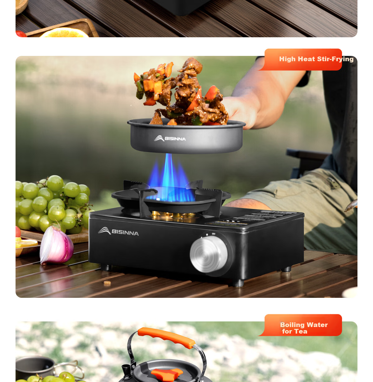Beishanlang Outdoor Portable Gas Stove Windproof Explosion-Proof Camping Stove High Flame Magnetic Stove Household Gas Cooker Lanye Black 20
