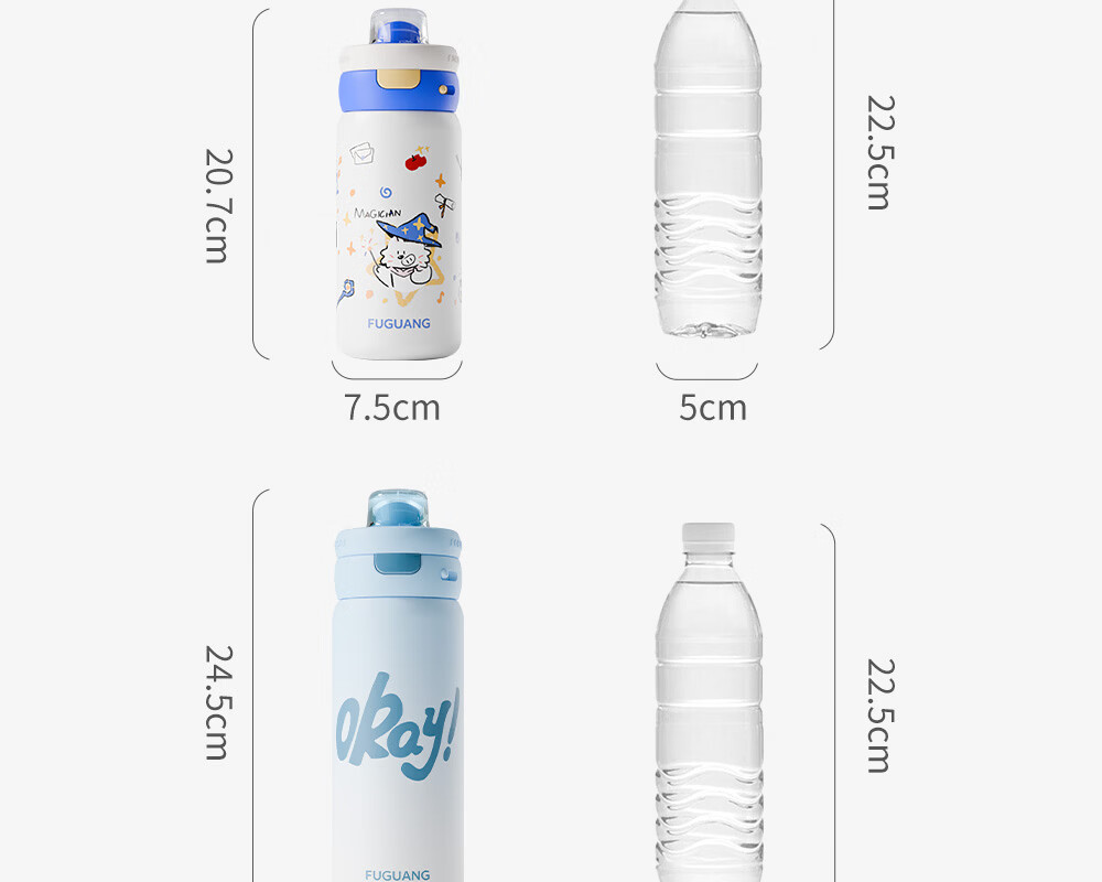 FGA Fugang Children's Day Insulated Bottle Dual-Use 316L Stainless Steel Water Cup Student Portable with Handle 480ml Magician 5
