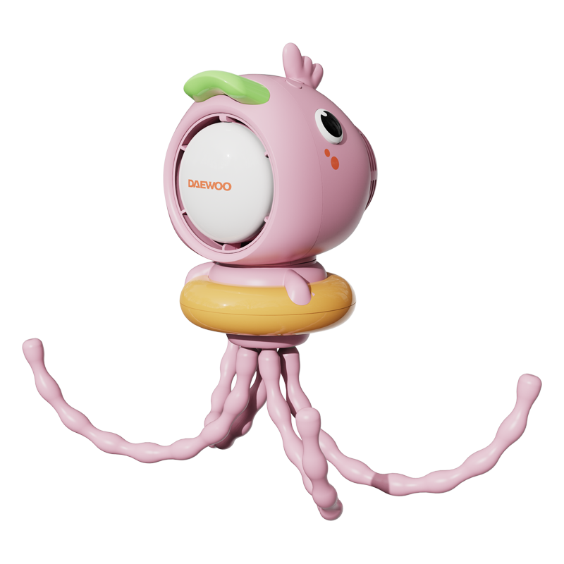 DAEWOO 【26th Anniversary New】Octopus Baby Stroller Bladeless Fan Rechargeable Portable Long Battery Life Oscillating Kids Small Fan F48-BKY