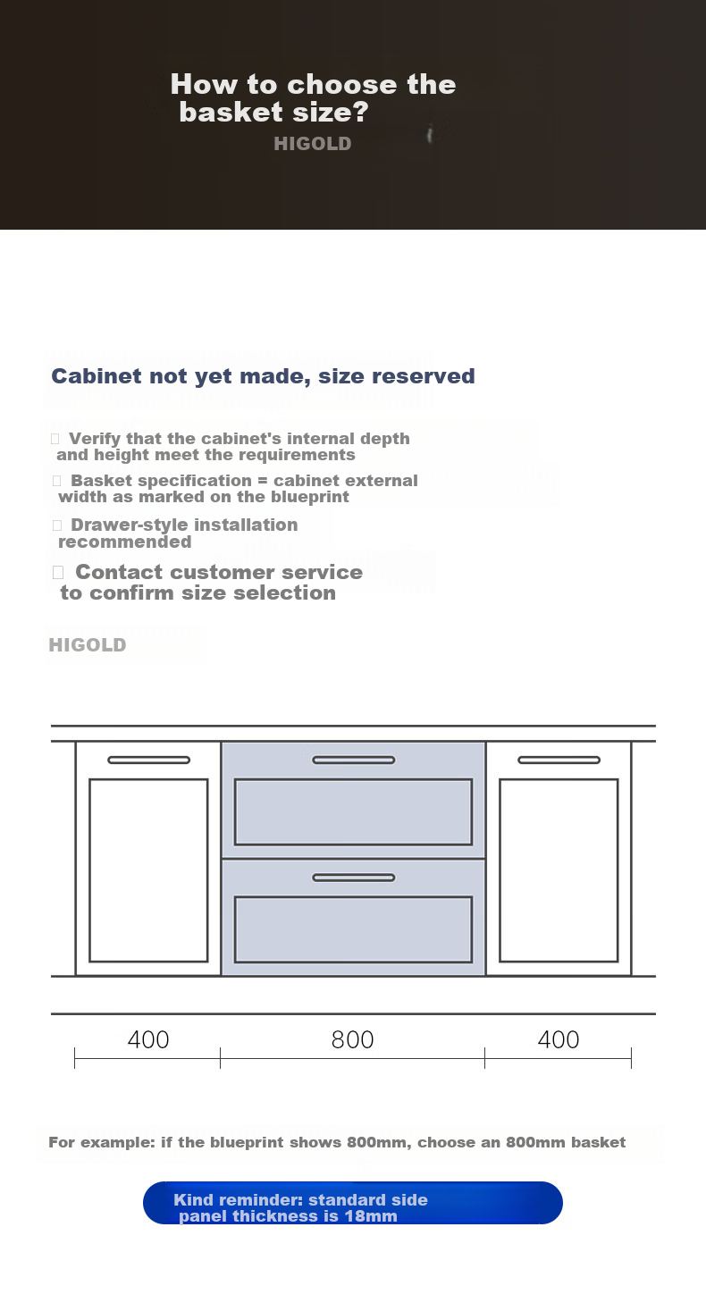 HIGOLD Fashion Series 2.0 Upgraded 304 Solid Round Steel Kitchen Bowl Rack Drawer Bowl Basket for 600 Cabinet 13