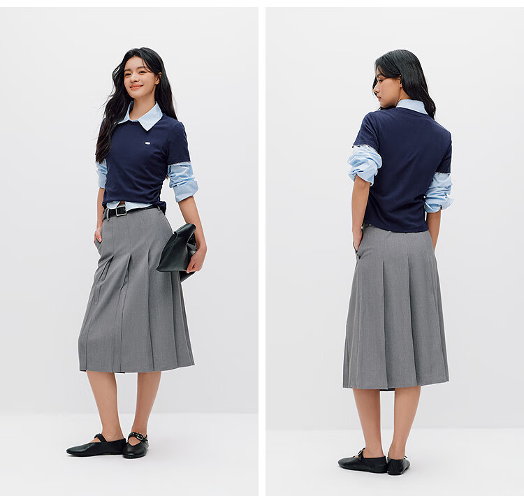 Semir Mall Same Style | Women's Summer Slim Fit Short Sleeve T-Shirt with Pleated Color Block Pullover 2026 Top 101326100048 28