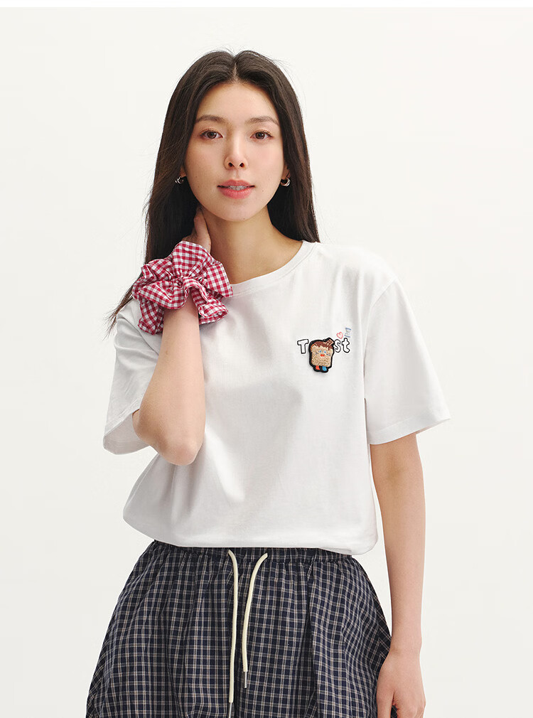 Semir BB Collaboration 100% Cotton Women's Short Sleeve T-Shirt 2026 Summer Breathable Loose Fit Crew Neck Top 109326100021 37